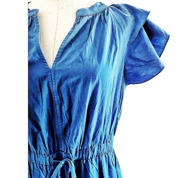 Pinch Blue Boho Flutter Sleeve Tieted Maxi Dress Size Medium - Picture 3 of 7